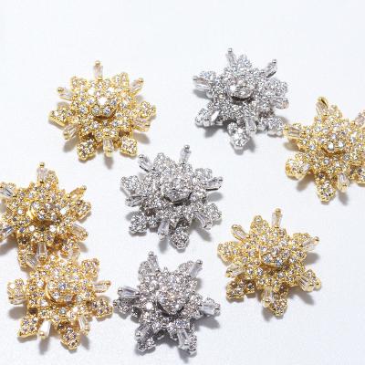 China Durable 3D Diy Diamond Crystal Snowflake Spinning Nail Art Accessory Charm Zircon Decoration for sale