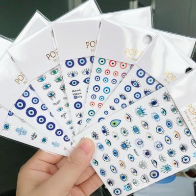 China Fashionable Wholesale Durable GT 3D Evil Eye Nail Art Design Sticker Decoration for sale