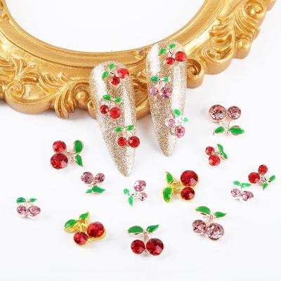 China 3d Nail Art DIY Decoration Lucky Christmas Shiny Nail Crystal Flat Back Glass Rhinestone Cherry Nail Art Charms For Nails for sale