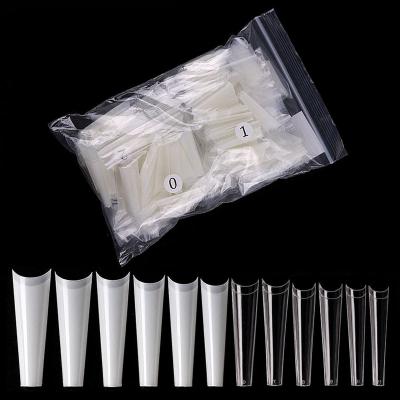 China Easy Apply 504pcs Easy French Half Cover Long C Curve Tapered XL XXL Coffin Shape Nail Tips for sale