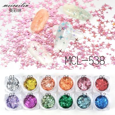 China Colorful Nail Art Beauty Nail Art Design 3D Four-pointed Star Glitter Nail Sequins Nails Art Decorations for sale