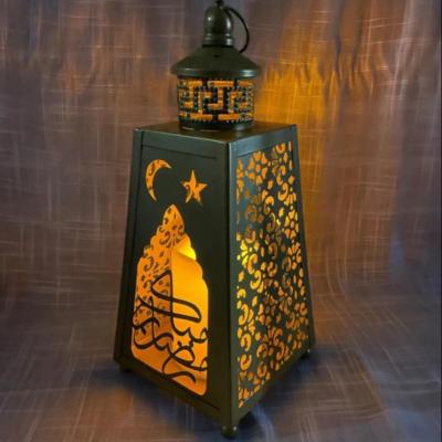 China Iron+candle Pafu's Most Popular Muslim Wooden Light Ramadan Party Decoration Eid Mubarak LED Hanging Lantern for sale