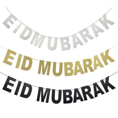 China Pafu Eid Mubarak Party Supplies Glitter Gold Banner Ramadan Eid Party Decorations Islamic Muslim Party Decorations for sale