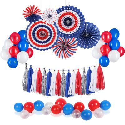 China National Day Patriotic Fourth of July Decorations Fan Balloon Tassel Garland Paper Set for sale