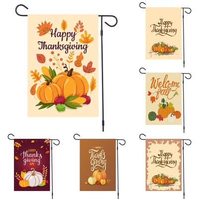 China Happy Autumn Harvest Garden Flag Thanksgiving Garden Flag Pumpkin Day Thanksgiving Yard Decoration Outdoor Pafu Thanksgiving Decorations for sale