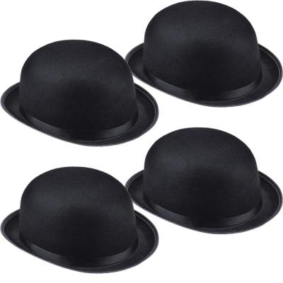 China Halloween Party Pafu Black Derby Hat Costume Accessory Felt Derby Bowler Top Hat for Kids or Adults for sale