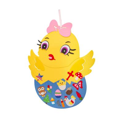 China Easter Day Gift Felt Chick and Eggs Decor Kids Game DIY Educational Toy DIY Puzzle Hanging Felt Jigsaw Puzzle for sale