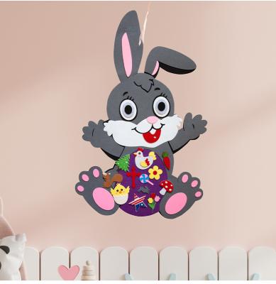 China Easter Day Gift Decoration Educational Handmade Hanging Puzzle DIY Bunny Rabbit Felt Kids Toy Game for sale