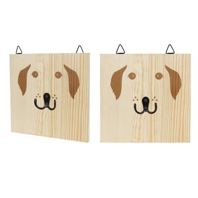 China China PAFU 7.9*7.9*0.5 Inch Dog Leash Hook Hanger Holder Wall Decorations Dog Lover Gift Dog Wooden Sign for sale