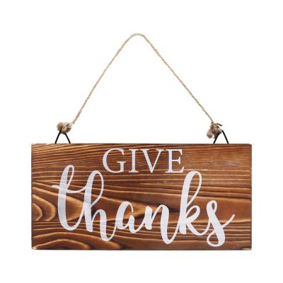 China Rustic China Farm Block Sign Give Thanks Wooden Hanging Sign for sale