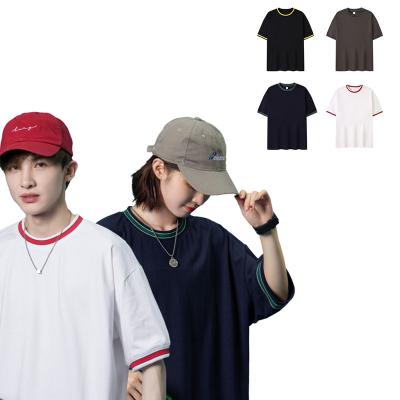 China Vintage 230G Anti-wrinkle 2023 Japanese Patchwork Custom Color Unisex Japanese Streetwear Men's Short Sleeve Knitted T-shirt Guangzhou Yiwu for sale