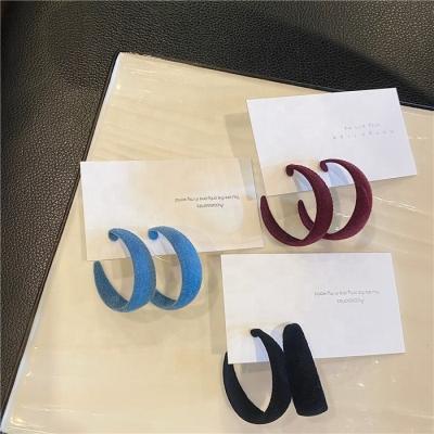 China FASHIONABLE Drop Shipping Winter Flocking Cowboy Color C Shape Korean Elegant 925 Sterling Silver Post Earrings for sale