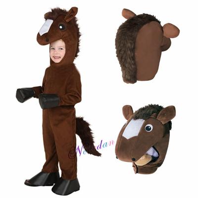 China Polyester Kids Brown Horsecosplay Costume Outfit Boys Girls Party Role Play Dress Up Overalls Child Halloween Animal Cosplay Costume Suit for sale