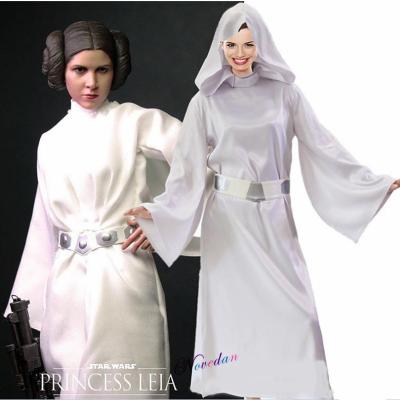 China Princess Leia Slave Cosplay Costume White Polyester Long Robe Gown Dress Sets Purim Carnival Party Halloween Costume For Women for sale