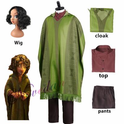 China Encanto Bruno Madrigal Cosplay Costume Polyester Cloak Wig Shirt Pants Full Suit Halloween Party Outfit For Men Boy Adult Kids for sale