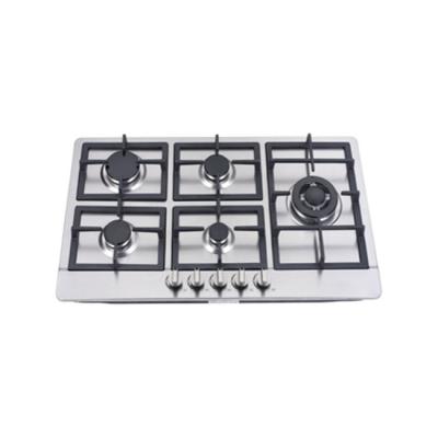 China Commercial Hotel Kitchen Gas Cooker 5 Hob Stainless Steel Gas Hob Gas Built-in Cooktop for sale