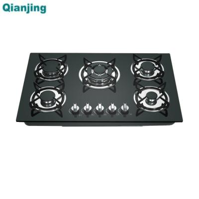 China Freestanding garage tempered glass built-in cast iron parts kitchen hob competitive price 5 burner gas cooker stove for sale