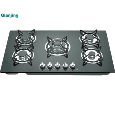 China Hot Selling Top 5 Glass Hobs Tabletop Cooktop Garage Panel Gas Cooker Gas Infrared 5 Burners Gas Hob 5 Burners for sale