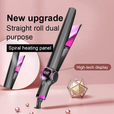 China Wholesale Multifunctional Hair Straightener Curler 2 In 1 Flat Irons Hair Styling LCD Display Twist Hair Straightener Curler for sale