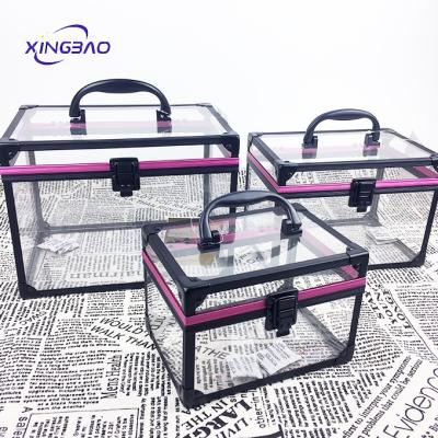 China Aluminum Clear Mini Makeup Bags Cosmetic Bag Travel Custom Clear Acrylic Case Box for sale