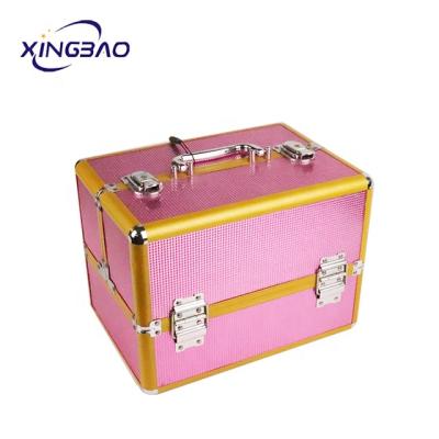 China Normcore/Portable GuanDong Foshan Aluminum Makeup Cosmetic Case Luggage Minimalist Pink Beauty Case For Cosmetic Bags And Cases for sale