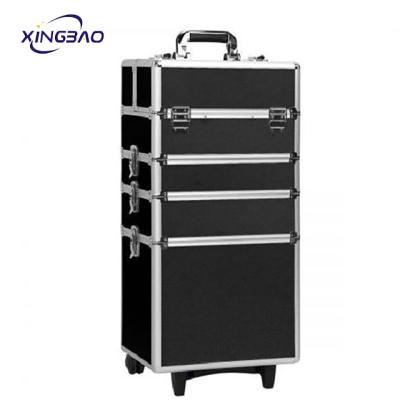 China Aluminum Nail Carry Case Cosmetics Trolley Case Barber Shop Makeup Beauty Box for sale