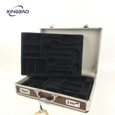 China Customized Aluminum Size Barbecue Outdoor Woodgrain Kitchen Tableware Aluminum Storage Box For Tool Suitcase for sale