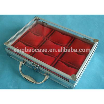 China Luxury metal watch case, watch carrying case with inner pilou, aluminum men watch box for sale