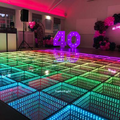 China Hot Sale Light Up LED Dance Floor Wedding Portable Dancing LED 3D Mirror Dance Floor for sale