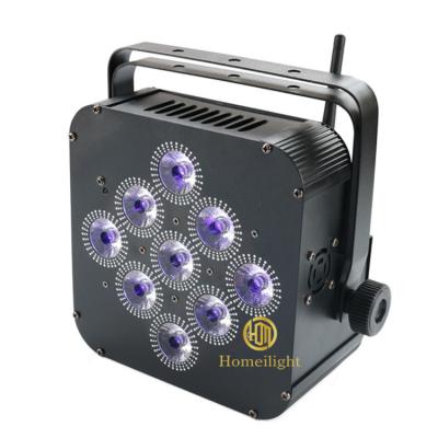 中国 9pcs 18w RGBWAUV フラット LED パールライト 6in1 バッテリー駆動 無線 DMX アップライト 結婚式 販売のため