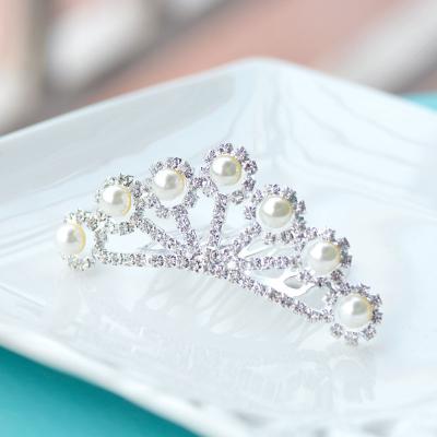 China Full Round Alloy Pageant Crown For Sale Pear And Crystal Princess Tiara for sale