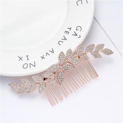 China Hot Sale Gold Color Hair Decaration Leaf Shape Hair Comb Cheap Metal Hair Jewelry for sale