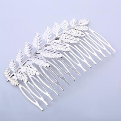 China Hot Sale Gold Color Hair Decaration Leaf Shape Hair Comb Cheap Metal Hair Jewelry for sale