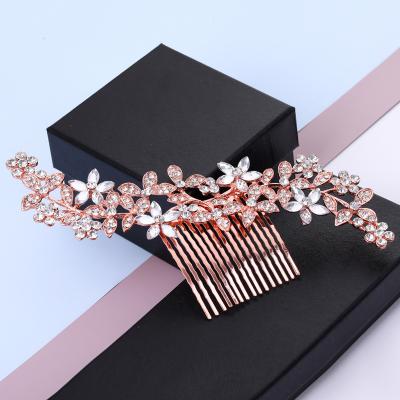 China Hot Sale Gold Color Hair Decaration Leaf Shape Hair Comb Cheap Metal Hair Jewelry for sale