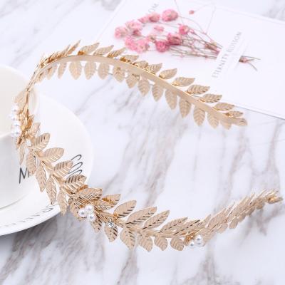 China Hot Sale Gold Color Hair Decaration Leaf Shape Hair Comb Cheap Metal Hair Jewelry for sale