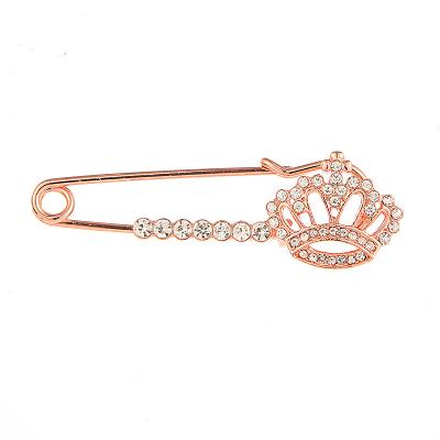 China Crystal Small Size Crown Brooch pins for women alloy metal rhinestone pin brooches jewelry for sale