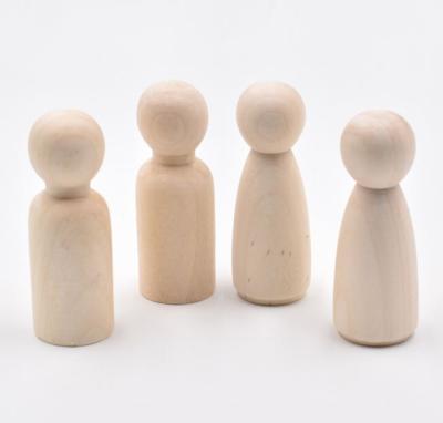 China Eco-Freindly Unfinished Figure 3.5-12cm Shape Wooden Peg Dolls For Hand Painting Wooden Ornaments for sale