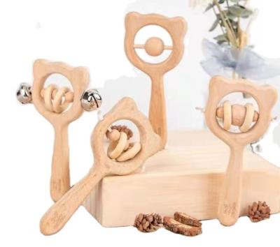 China Eco-Freindly Natural Wooden Baby Teether Bear Shape Baby Toys Wooden for sale