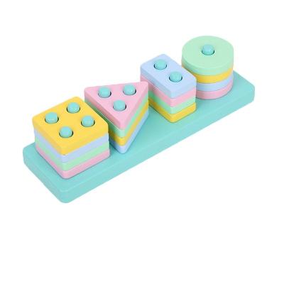 China Eco-Freindly Toy Wooden Simple Shape Puzzle Intellectual Educational Game Set Wooden 3d Puzzle Kit for sale