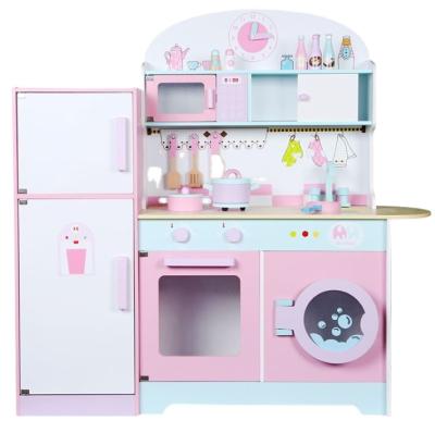 China Eco-Freindly Amazing DIY Kitchen Toy Set With Fridge Wooden Puzzles Kitchen Toys for sale