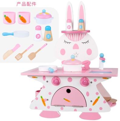 China Eco-Freindly Rabit Sweet Wooden Kitchen Toys DIY 3D Doll House Wooden Wooden Puzzle For Girls Gifts for sale