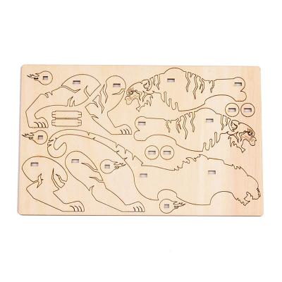 China Jigsaw Animal Tiger 3d Wooden Puzzle Widely Used Design Eco-friendly Material Special For Drop Shipping for sale