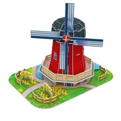 China 3D DIY Eco-friendly Material Educational Puzzle Dutch Windmill For Drop Shipping World Famous Architecture for sale