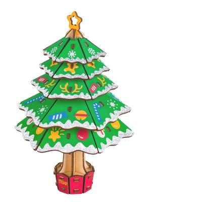 China Eco-friendly Material Hot Selling High Quality 3d DIY Wooden Toys Christmas Tree For Christmas Gifts for sale