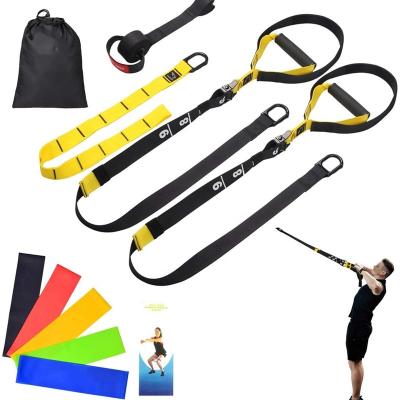 China Wellshow Portable Sports Fitness Suspension Home Gym Hanging Trainer Launch Kit Exercise Bands Strap Training for sale