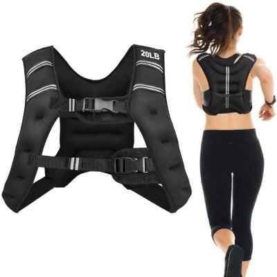 China Wellshow Workout Sports Vest Jacket Adjustable Weighted Body Weight Vest Strength Training Vest Neoprene Fabric Stripe Reflective Tape for sale