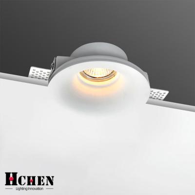 China Modern Peep Price Modern White Round Ceiling Recessed Trimless Plaster GU10 Led Lamps Gypsum Downlight for sale