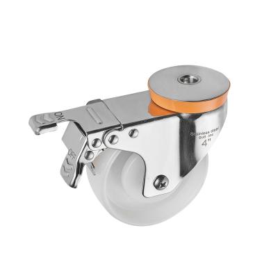 China Durable/High Load Capacity/Low Noise Industrial Caster 4 Inch PA Wheel Flat Cart Bearing Stainless Steel Bracket European Style Casters for sale