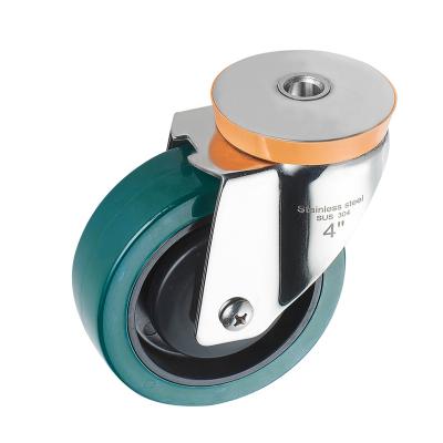 China Universal Rubber Caster Wheel Durable/High Load Capacity/Low Noise Heavy Duty Polyurethane 304 Stainless Steel Caster Carts for sale