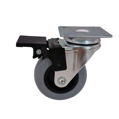 China Low Noise Light Duty Strip TPR Wheel Furniture Caster Chrome Plated Fixed Swivel Brake Caster for sale